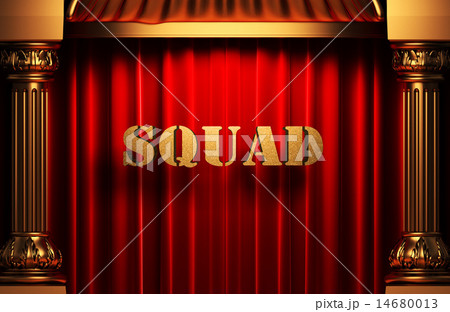 squad golden word on red curtain 14680013