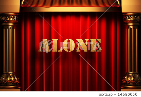 alone golden word on red curtain alone golden word on red curtain 14680050