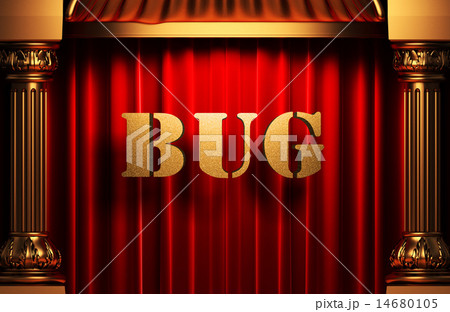 bug golden word on red curtain bug golden word on red curtain 14680105