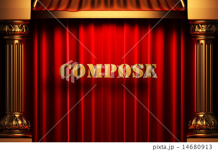compose golden word on red curtain compose golden word on red curtain 14680913