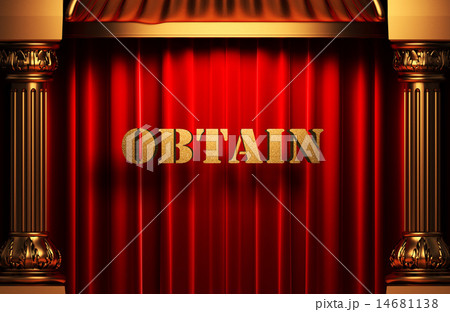 obtain golden word on red curtain 14681138