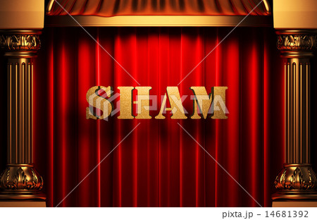 sham golden word on red curtain sham golden word on red curtain 14681392