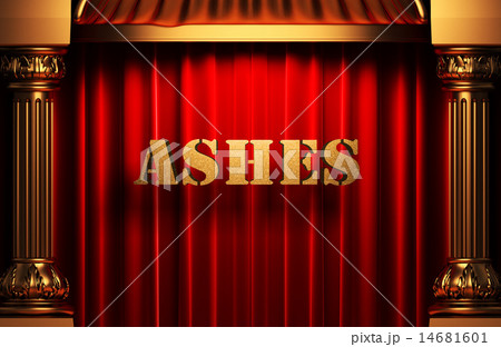 ashes golden word on red curtain ashes golden word on red curtain 14681601