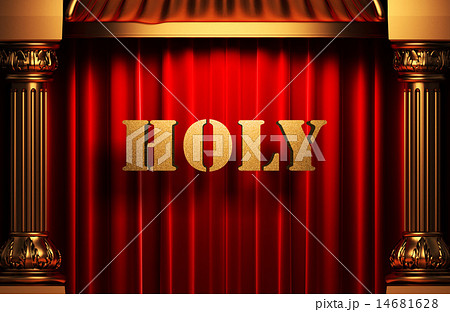 holy golden word on red curtain 14681628