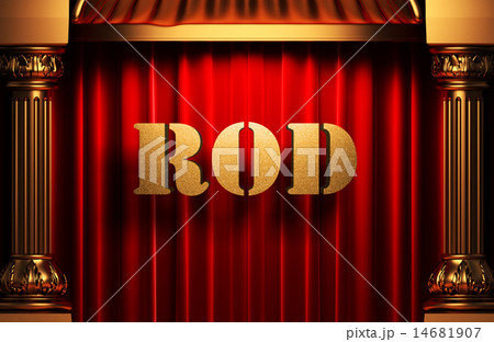 rod golden word on red curtain 14681907