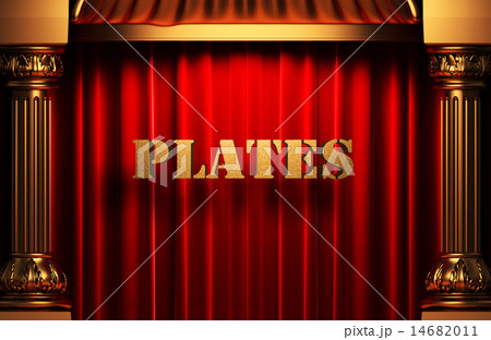 plates golden word on red curtain 14682011