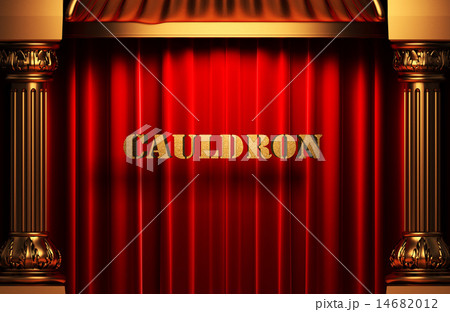 cauldron golden word on red curtain 14682012