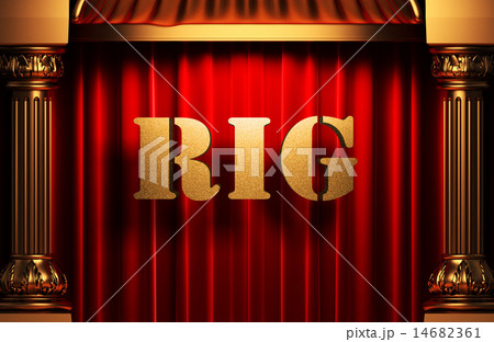 rig golden word on red curtain 14682361
