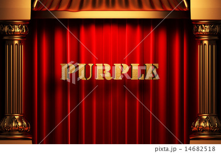 purple golden word on red curtain 14682518