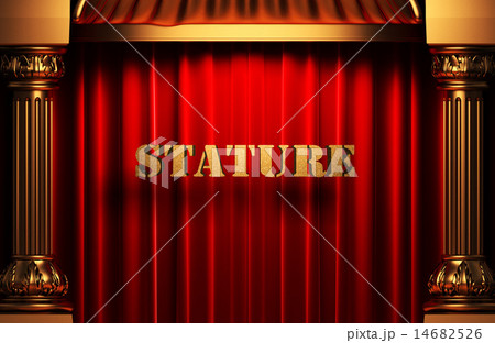 stature golden word on red curtain 14682526