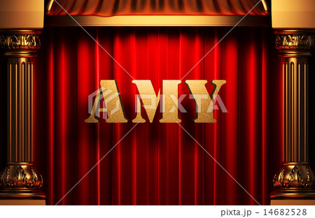 amy golden word on red curtain 14682528
