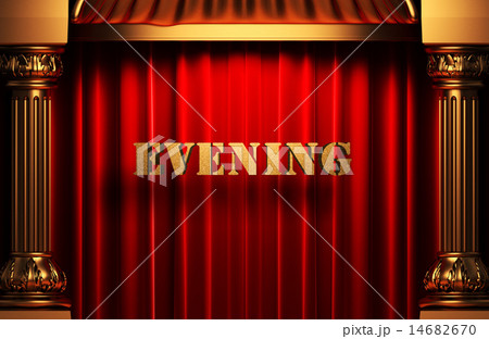 evening golden word on red curtain evening golden word on red curtain 14682670