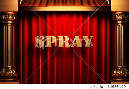 spray golden word on red curtain spray golden word on red curtain 14683149