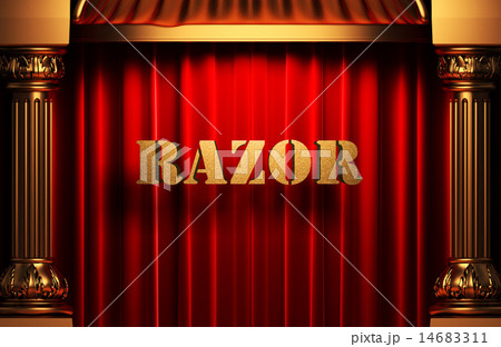 razor golden word on red curtain 14683311