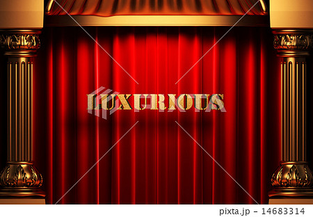 luxurious golden word on red curtain 14683314