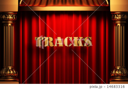 tracks golden word on red curtain 14683316