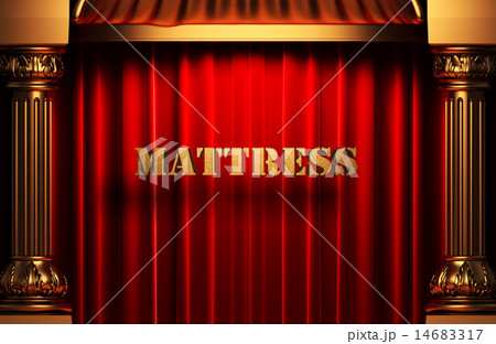 mattress golden word on red curtain 14683317