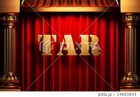 tar golden word on red curtain 14683843