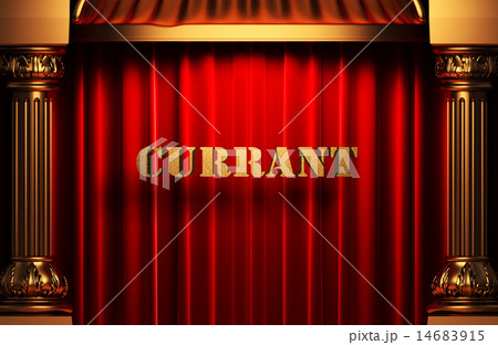 currant golden word on red curtain 14683915