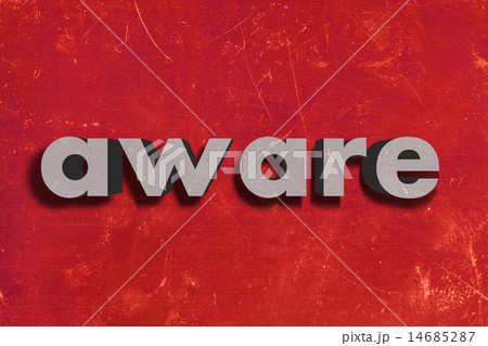 aware word on red wall 14685287