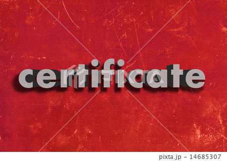 certificate word on red wall 14685307