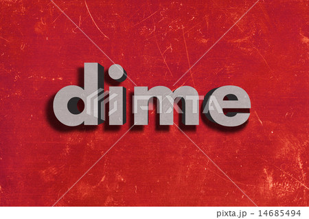 dime word on red wall 14685494