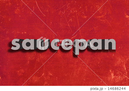 saucepan word on red wall 14686244