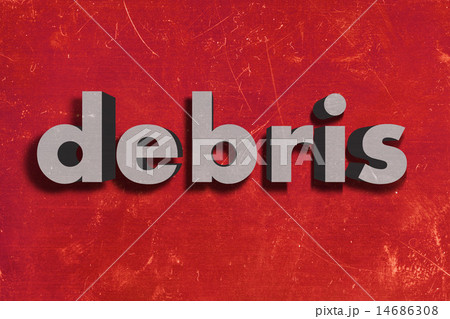 debris word on red wall 14686308