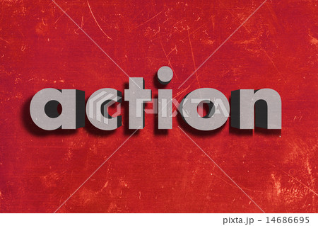 action word on red wall 14686695