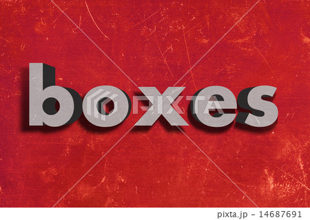 boxes word on red wall 14687691