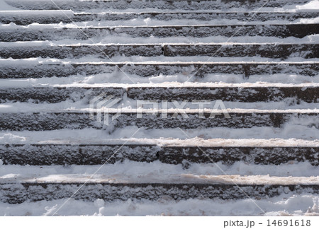 Snow covered stair case composition Snow covered stair case composition 14691618