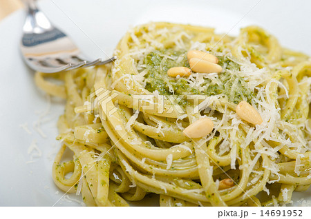 Italian traditional basil pesto pasta ingredients 14691952
