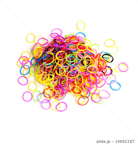 Pile of small round colorful rubber bands 14692287