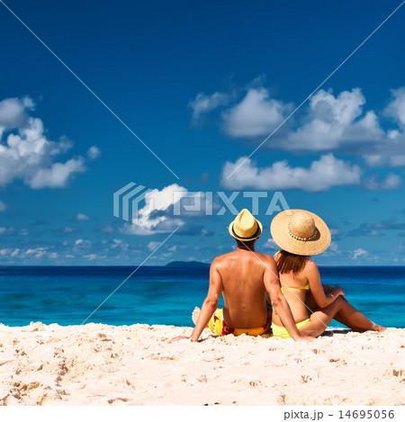 Couple on a beach at Seychelles 14695056