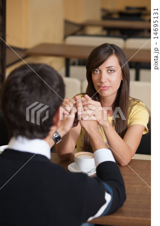 Beautiful girl hold hands of her boyfrend. 14695131