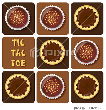 Tic-Tac-Toe of pudding and chocolate ball 14695626