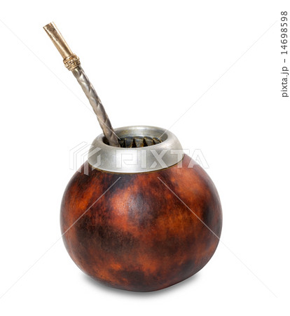 Calabash with bombilla on white background 14698598