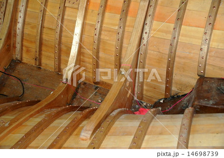 wooden boat building in Tasmanian wharf 14698739