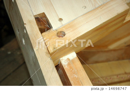 wooden boat building in Tasmanian wharf 14698747