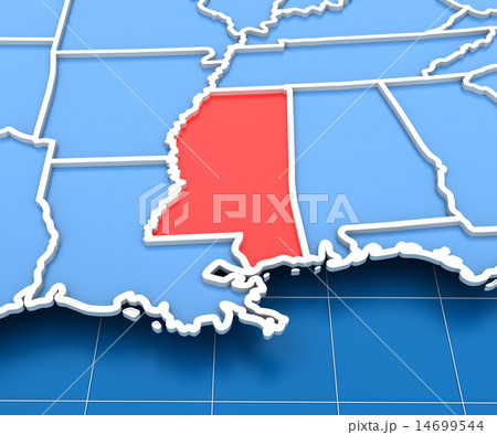 3d render of USA map with Mississippi state highlighted 3d render of USA map with Mississippi state highlighted 14699544