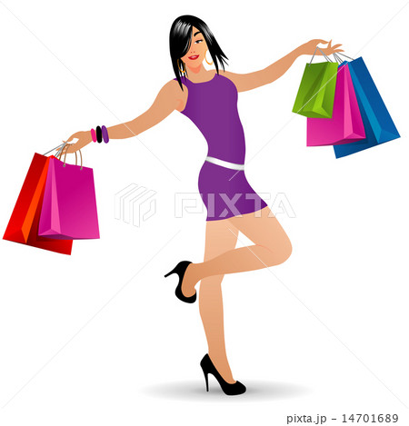 Vector shopping girl with bags 14701689