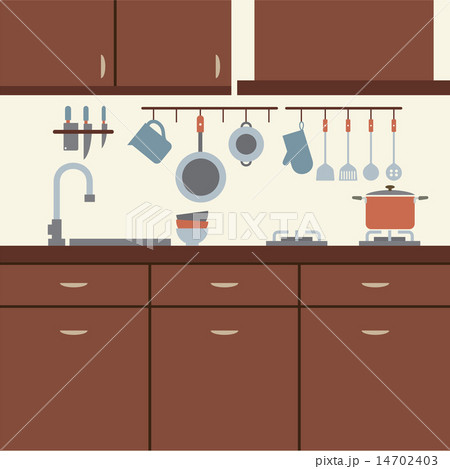 Modern Flat Design Kitchen Interior Modern Flat Design Kitchen Interior 14702403