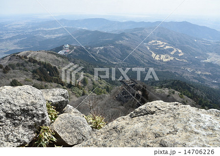 女体山 筑波山 山頂から見る景色 の写真素材