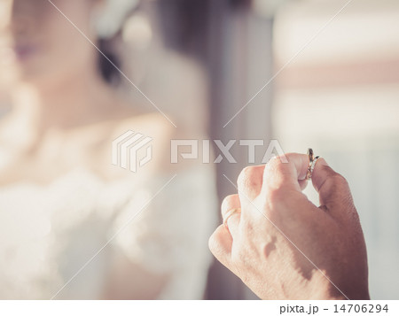 Wedding ring in groom hand. 14706294
