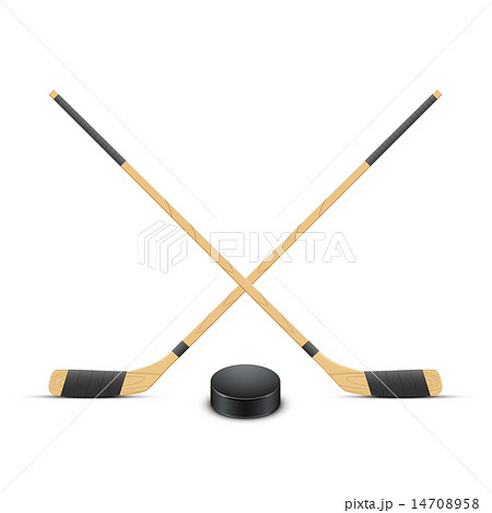 Ice Hockey Puck And Sticks Vector のイラスト素材