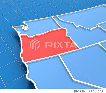 3d render of USA map with Oregon state highlighted 14711441