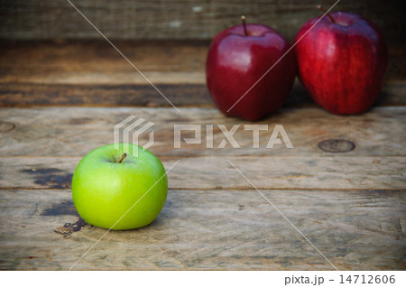 Apple on wooden background, Fruit or healthy fruit 14712606
