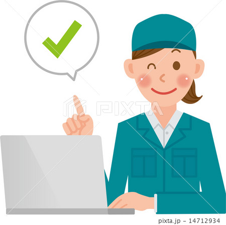 作業員 女性 パソコン チェック 作業員 女性 パソコン チェック 14712934