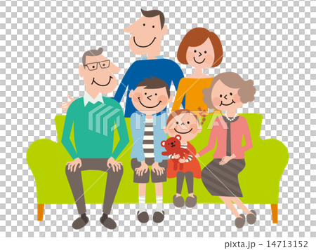 3 generations, 6 people smart family gathering on sofa 3 generations, 6 people smart family gathering on sofa 14713152