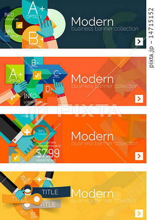 Collection of flat web infographic concepts and banners, various universal set 14715152